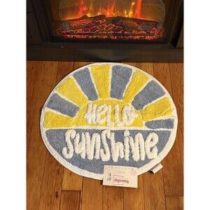 NatureStep Hello Sunshine Bath Rug 24" Round Yellow Blue Non Skid Mat Target